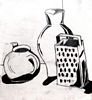 Still life with kettle, jug and a grater